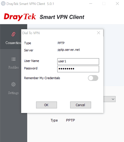a screenshot of Smart VPN Client Dial To VPN