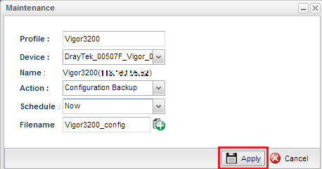 a screenshot of Vigor3900 CVM CPE Maintenance