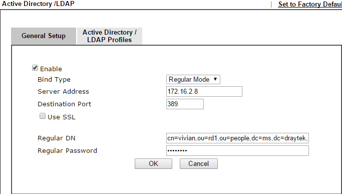 a screenshot of AD/LDAP setup on DrayOS