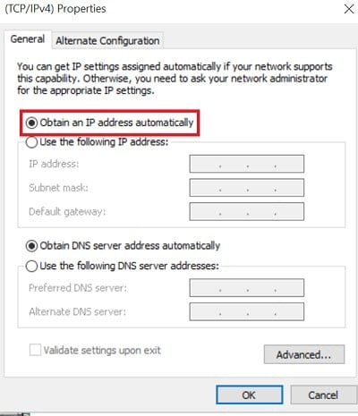 a screenshot of Windows Network Card IP property