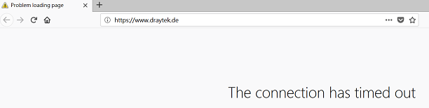 a screenshot showing a browser connecting to DrayTek DACH but failed