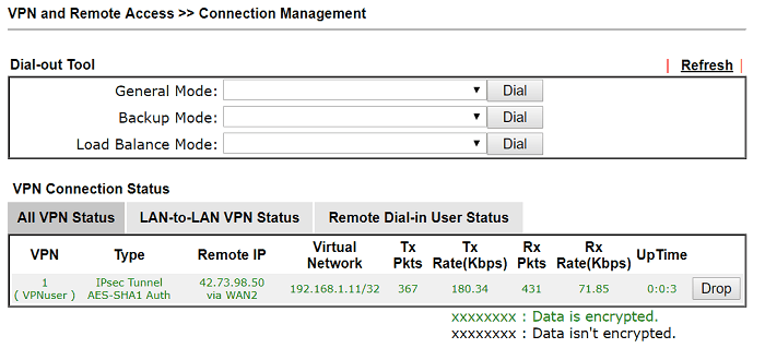 a screenshot of DrayOS VPN Status