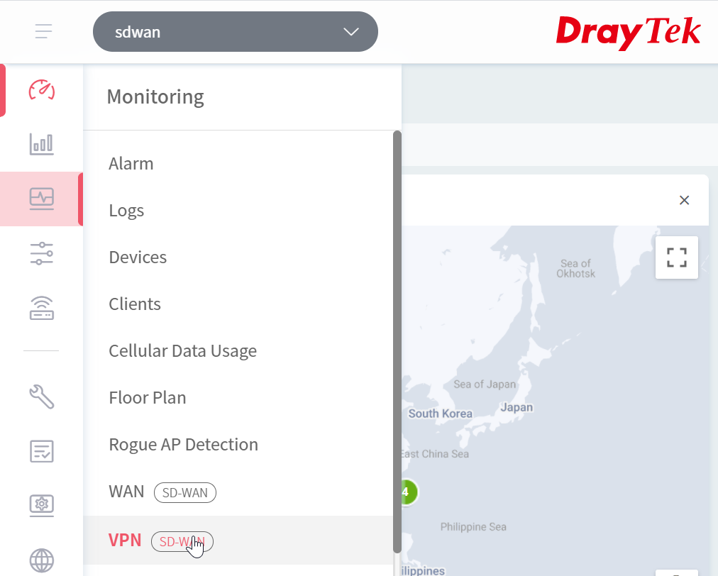 a screenshot of Monitoring sidebar