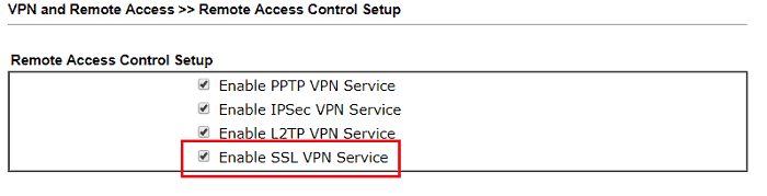 screenshot of DrayOS VPN Access Control