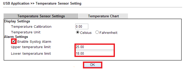 a screenshot of DrayOS Temperature Sensor settings