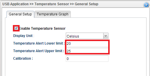 a screenshot of Vigor3900 Temperature Sensor Geneal Setup
