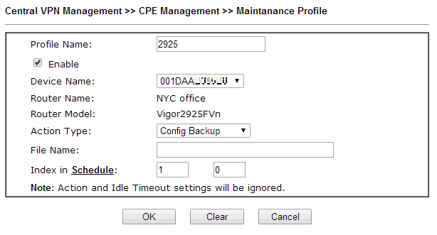 a screenshot of CVM CPE Maintanance Profile