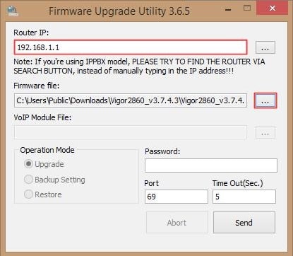 a screenshot of Firmware Upgrade Utility