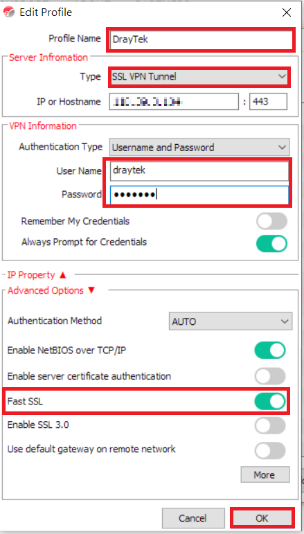 a screenshot of Smart VPN Client profile setup