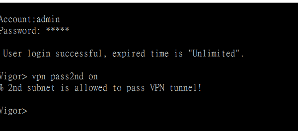 a screenshot of Vigor Router's command line interface