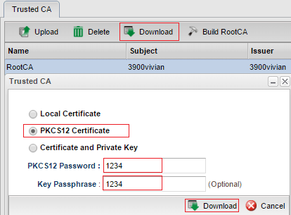 a screenshot of downloading Trusted CA from Vigor3900