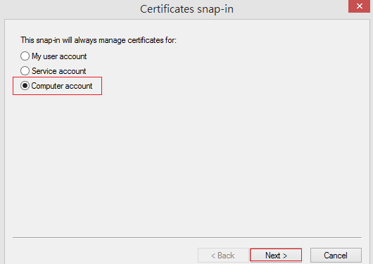 a screenshot of Windows Certificates Snap-in
