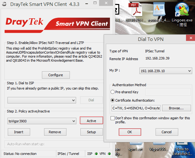 a screenshot of Smart VPN Client Dial IPsec VPN