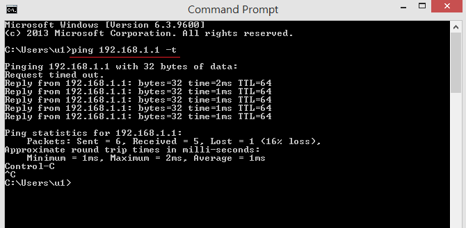 a screenshot of Windows command promtp executing ping