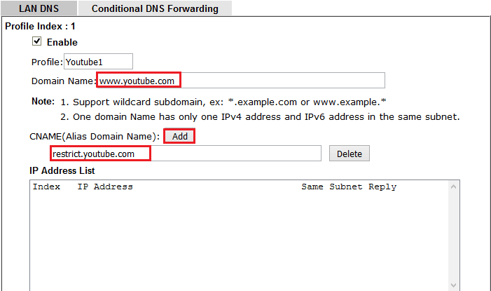 a screenshot of DrayOS LAN DNS Settings