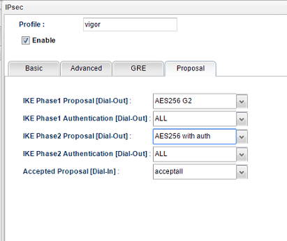 a screenshot of Vigor3900 VPN