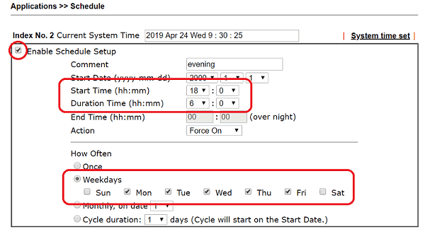 a screenshot of DrayOS Schedule Profile