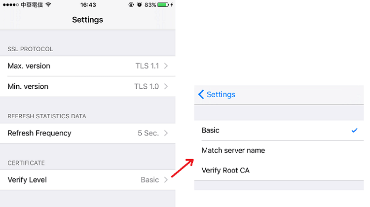 a screenshot of iOS VPN Settings 