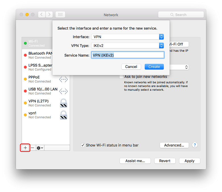 a screenshot of macOS Network settings
