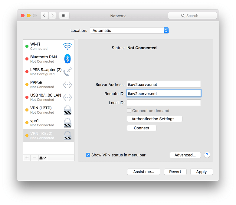 a screenshot of macOS Network settings