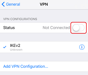 a screenshot of iOS VPN Configuration