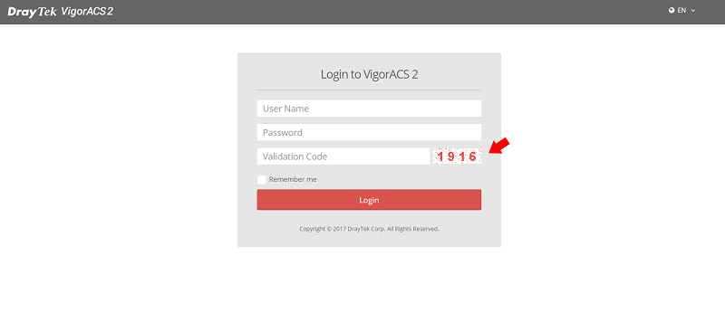 a screenshot of VigorACS 2 login portal