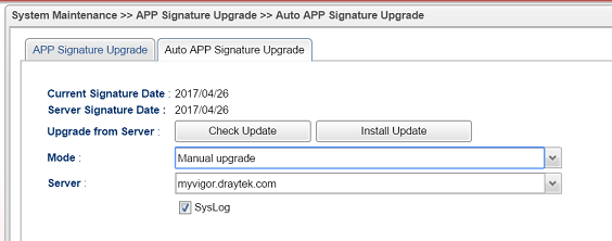 a screenshot of Vigor3900 Auto APP Signature Upgrade