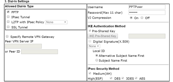 a screenshot of DrayOS VPN profile