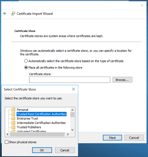 a screenshot of certificate path