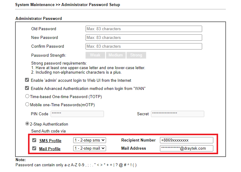 a screenshot of DrayOS Administrator Password Setup