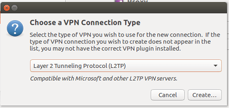 a screenshot of Ubuntu select l2tp vpn