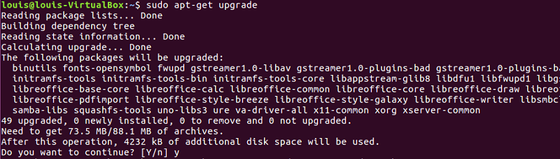 a screenshot of Ubuntu terminal