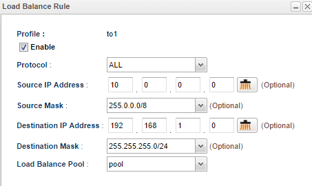 a screenshot of Load Balance Pool configuration on Vigor3900