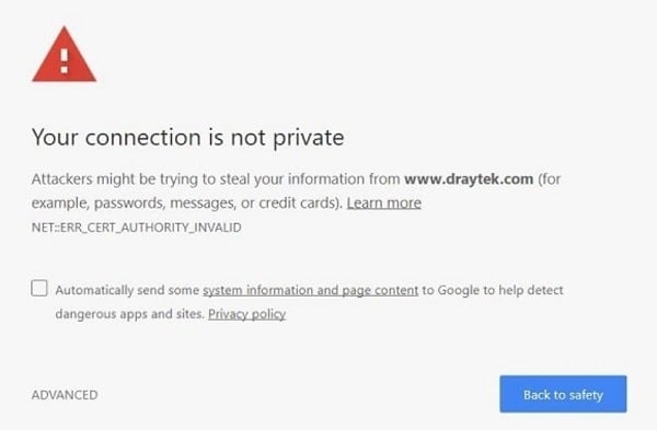 a screenshot of Chrome showing your connection is not private