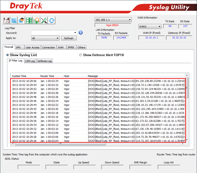 a screenshot of DrayTek Syslot Utility