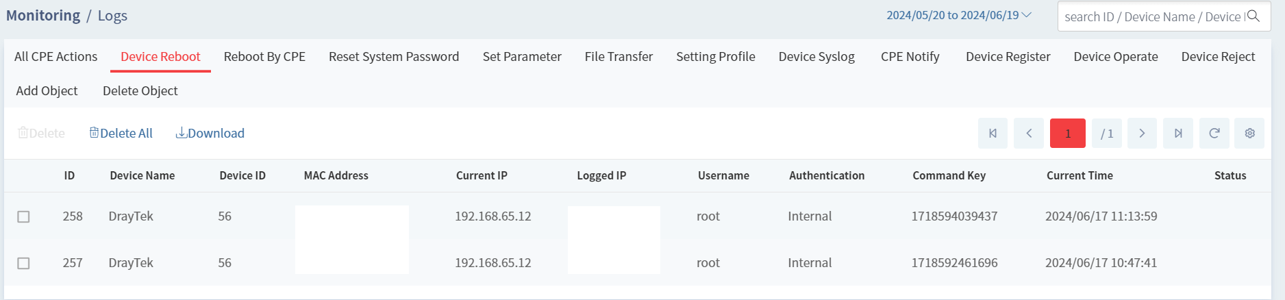 a screenshot of reboot log