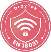 Icon of DrayTek compliant with EN 18031