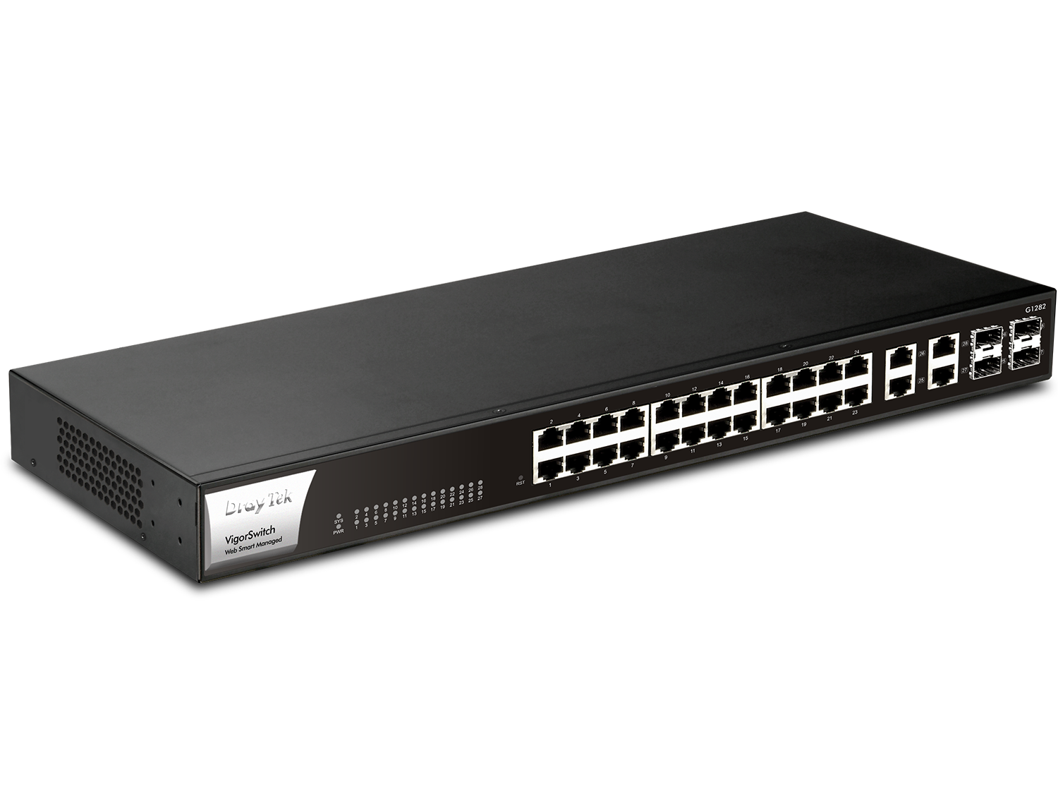 The left view of DrayTek VigorSwitch G1282