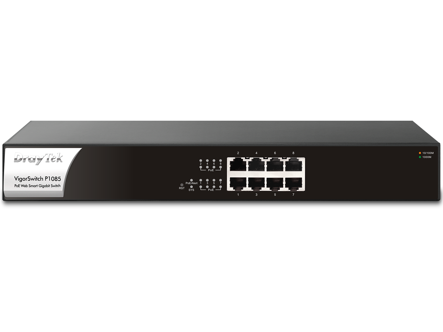 The front view of DrayTek VigorSwitch P1085