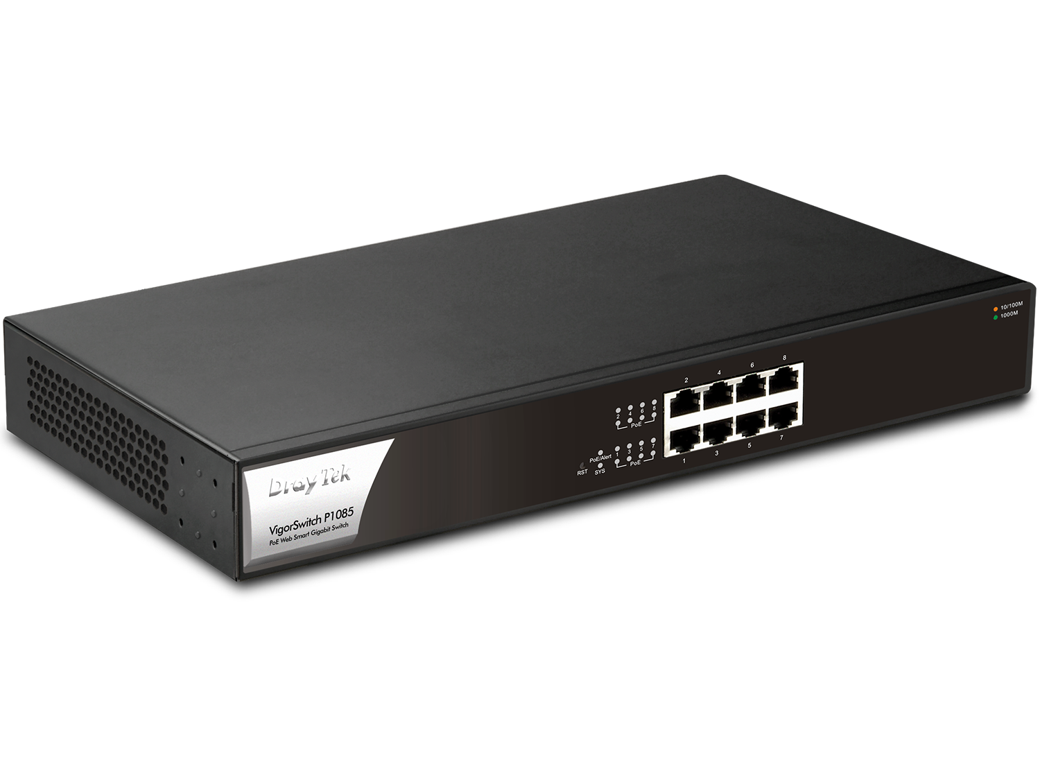 The left view of DrayTek VigorSwitch P1085