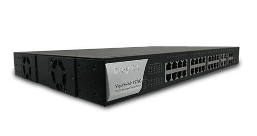 left view of DrayTek VigorSwitch P2280